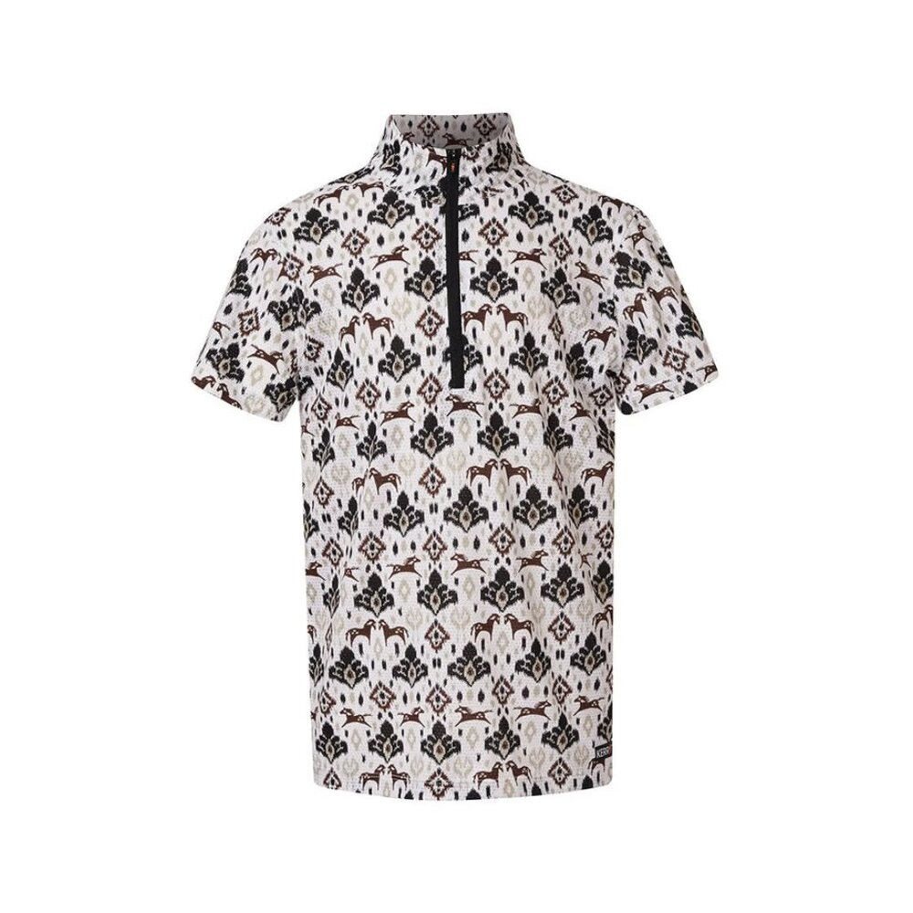 Kerrits Always Cool Ice Fil Short Sleeve Shirt Print - Tan Painted Horse/Black